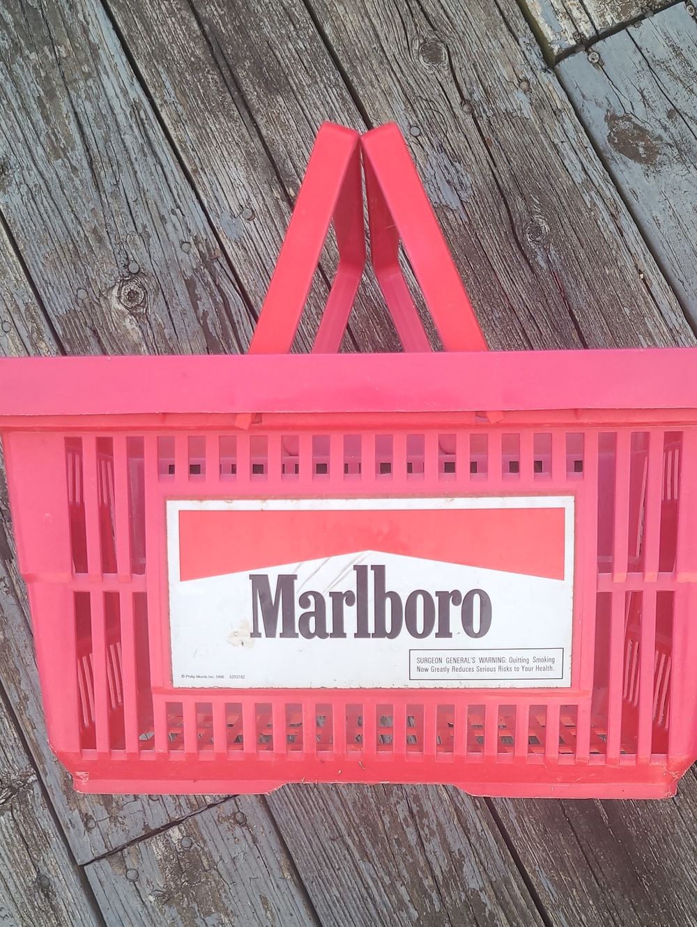 Marlboro Red Plastic Storage Basket with Handles